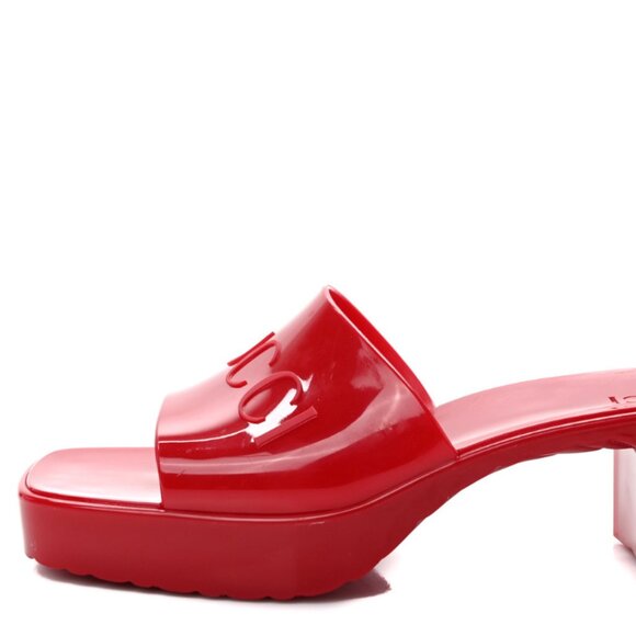 GUCCI Rubber Logo Platform Slide Sandal - Picture 2 of 9